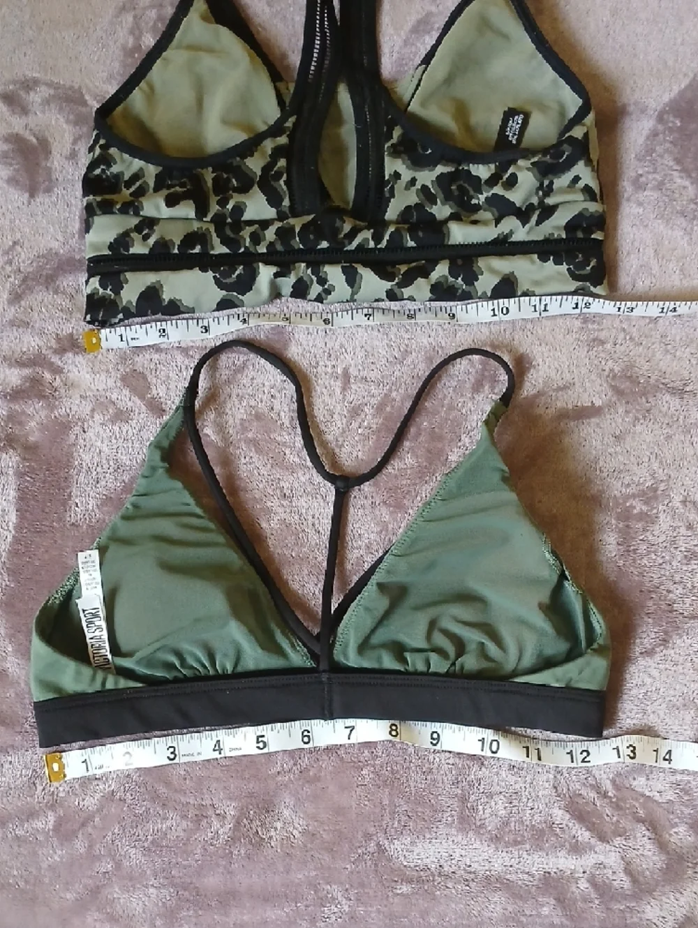 Victoria's Secret Green & Black Sports Bra Set Size Small